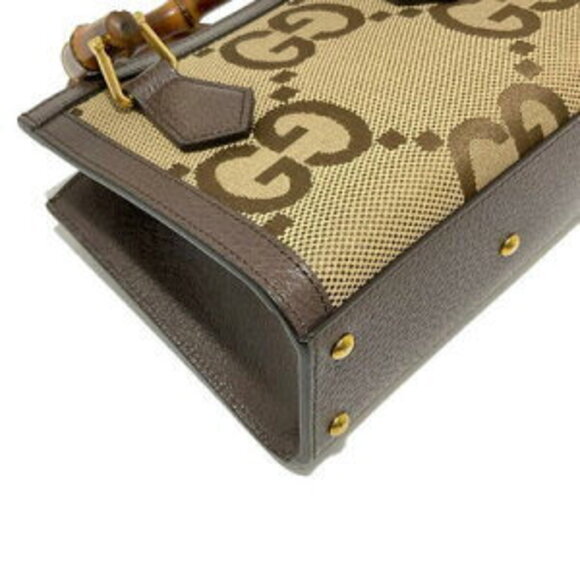 Gucci Diana Bag Jumbo GG Canvas Leather Bamboo Brown - Picture 8 of 8